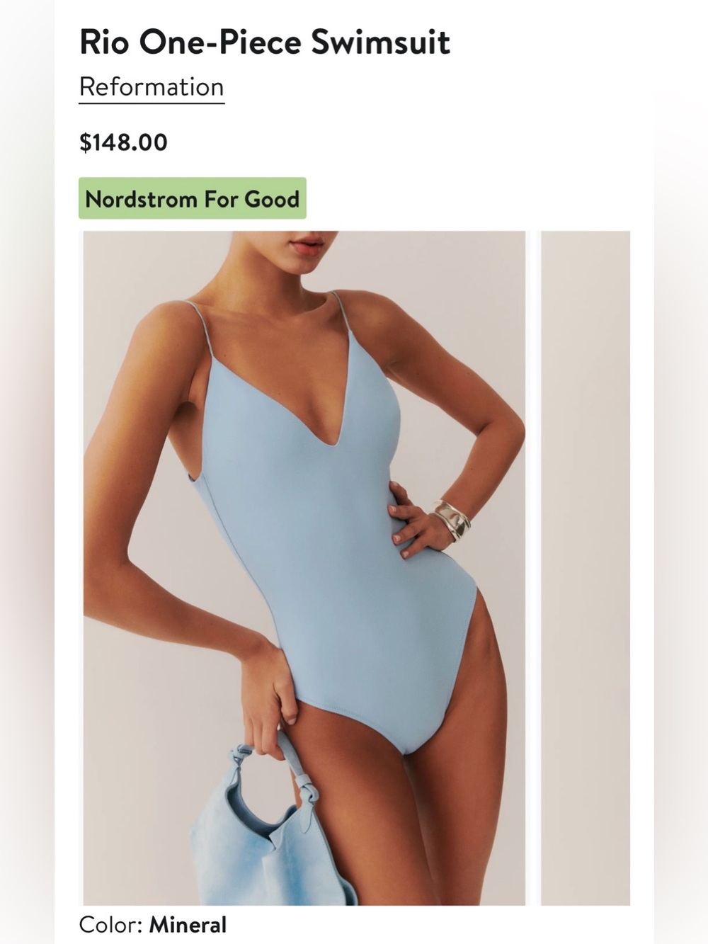 Reformation NEW Size S Rio One-Piece Swimsuit Color Mineral MSRP $148